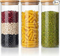 45oz - 3 Pack Glass Jars with Bamboo Lids, Glass Pantry Storage Containers with Airtight Lids, Round Air Tigh Food Storage Canisters for Cereal, Pasta, Flour, Sugar, Rice, Best for Kitchen Organizer