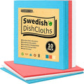 HOMERHYME Swedish Dishcloths, 10 Pack Kitchen Towels Dish Rags, Absorbent Swedish Dish Towels for Kitchen, Non-Scratch Cellulose Sponge Cloths, Biodegradable Washable Reusable Paper Towels, Assorted