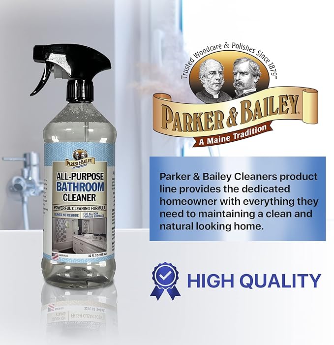 Parker & Bailey All-Purpose Bathroom Cleaner - Bathroom Cleaner Shower Cleaner Spray Tub Cleaner Soap Scum Remover for Shower Hard Water Stain Remover Household Cleaning Spray, 32 Oz
