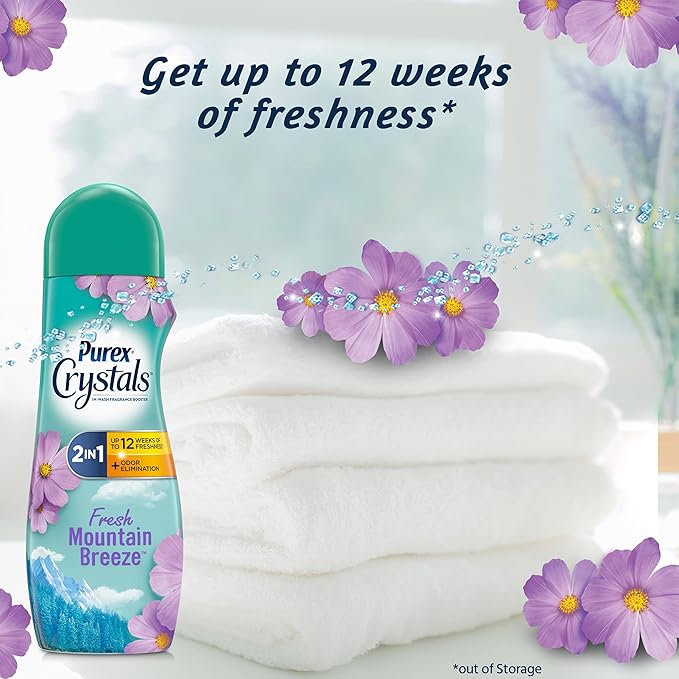 Purex Crystals In-Wash Fragrance and Scent Booster, Fresh Mountain Breeze, 21 Ounce