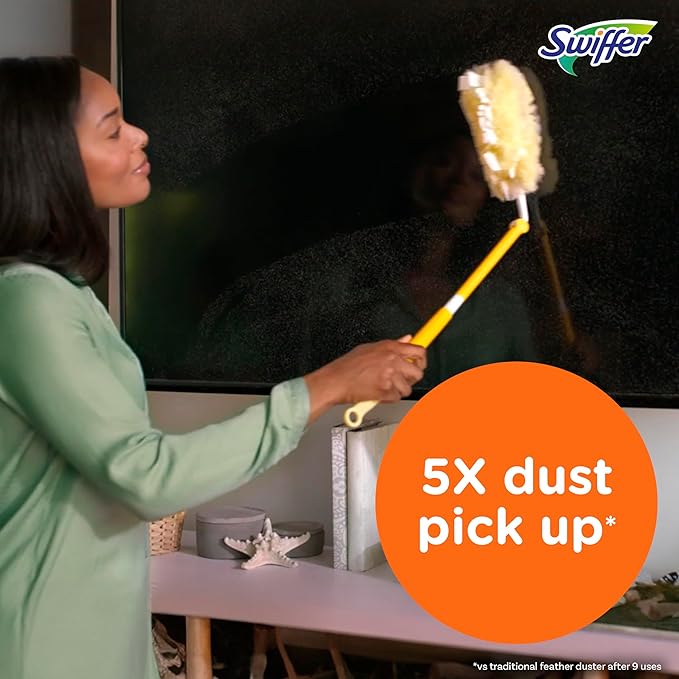 Swiffer Duster Heavy Duty 3 ft Extendable Handle Starter Kit with 3 Refills,(Pack of 6)