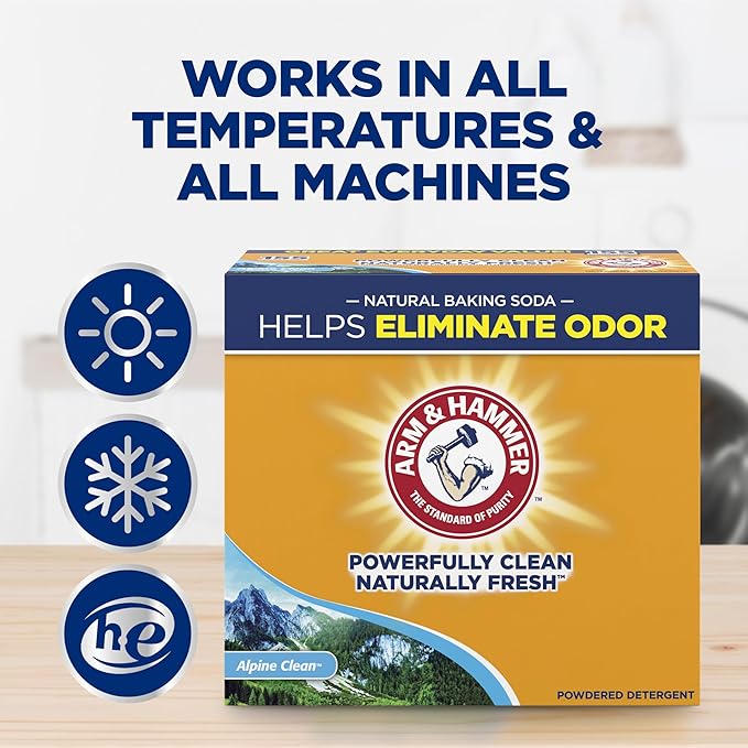 ARM & HAMMER Powder Laundry Detergent, Alpine Clean, 9.56 lb, 155 Loads (Pack of 3)