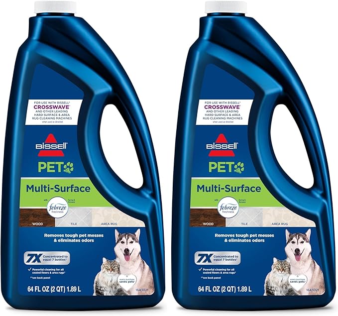 Bissell Multi-Surface Pet Formula with Febreze Freshness,22951,64 Fl Oz,Use on Sealed Hard Floors,and Area Rugs,Removes Tough Messes,Febreze Freshness,(Pack of 2)