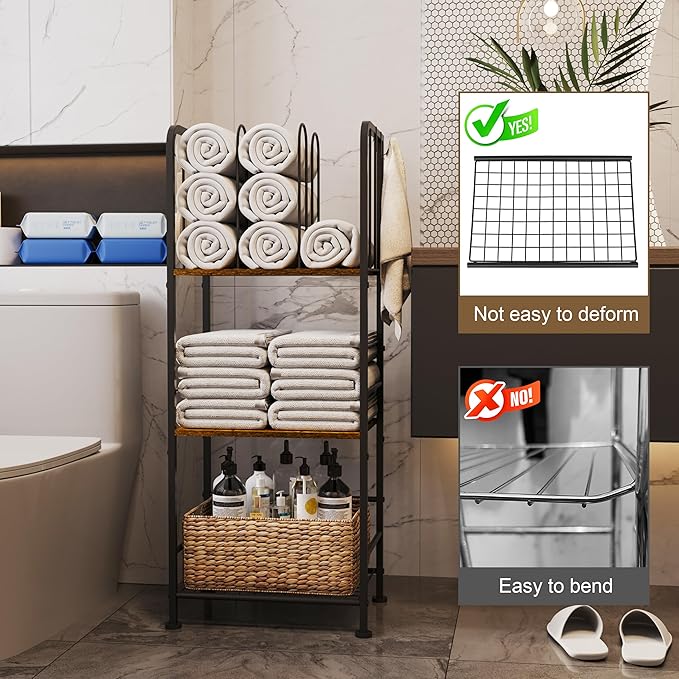 Towel Racks for Bathroom 3-Tier M-Shaped Detachable Dividers, Durable Metal Towel Holder, Pool Items Holder, Space-Saving Storage Organizer, Modern Bath Towel Shelf Free Standing Patent Pending
