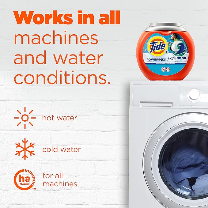 Tide Power Pods Sport Laundry Detergent Pacs, 25 Count, Advanced Sweat + Stain Fighter