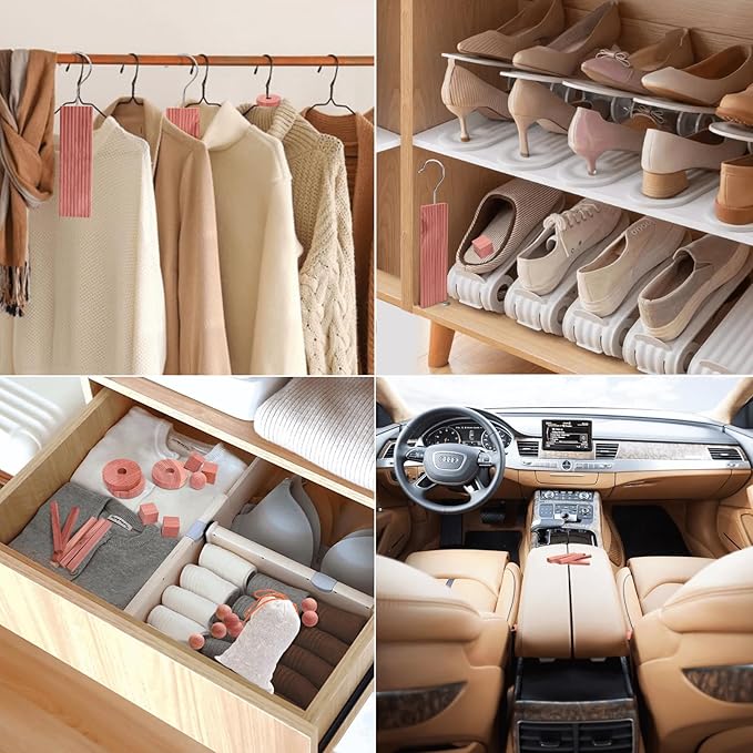 Homode Cedar Blocks for Clothes Storage, Set of 40, Cedar Chips for Closets and Drawers, Aromatic Cedar Wood Balls and Cedar Sachets, Cedar Closet Freshener