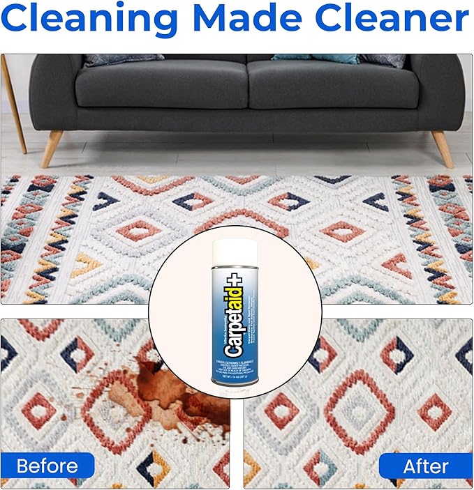 Carpet Aid Spot and Stain Remover, pH Balanced Cleaner for Carpets, Rugs, and Upholstery – Removes Oil, Grease, Ink, Coffee, Pet Urine, and Lipstick