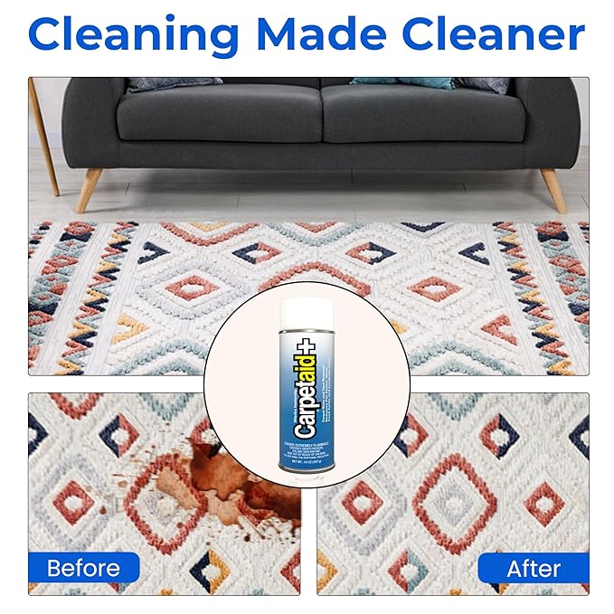 Carpet Aid Spot & Stain Remover – Removes Oil, Grease, Ink, Coffee, Pet Urine & Lipstick from Carpets, Rugs & Upholstery
