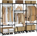 CASAMAYA Clothes Rack, Portable Closet, 81.1 Inch Large Capacity Wardrobe Closet, Clothes Storage Organizer with Shelves and 3 Hanging Rods, Easy to Assembly, Black PCT033B01