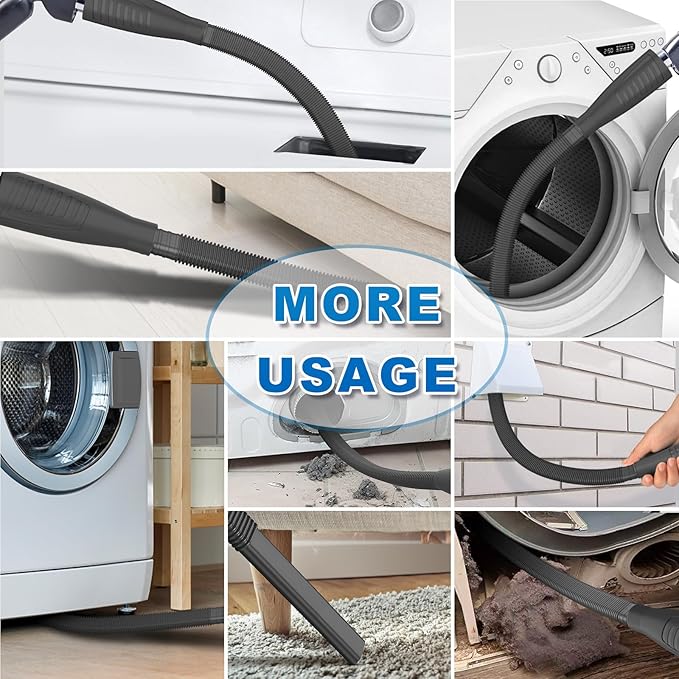 Sealegend 2 Pieces Dryer Vent Cleaner Kit and Flexible Dryer Lint Brush Vacuum Hose Attachment Power Lint Remover Refrigerator Coil Brush, Black