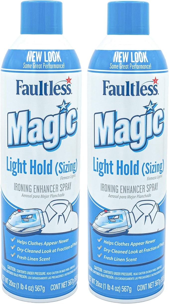 MAGIC Sizing Light Body Starch – No Flaking or Clogging! Light Ironing Starch – 20oz Iron wrinkles from Clothes (Pack of 2) – Fresh Linen Scent Finishing Spray