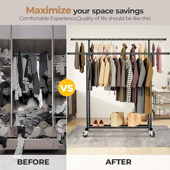 Abiglifty Double Rods Clothes Rack