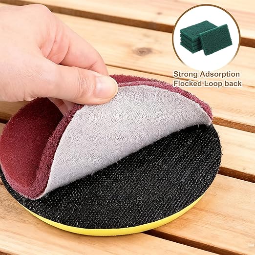 uxcell 5Pcs Scrubber Scouring Pad, 9.1 x 5.9 Inch 180 Grits Drill Power Brush Rectangle Scrub Pads Discs Polishing Pad for Household Furniture Automotive Cleaning, Green