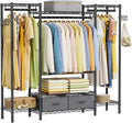 Golpart Coat Rack Clothes Wardrobe：Closet Organizer and Storage Clothing Garment Rack with Shelves Heavy Duty for Hanging Clothes Portable Adjustable Black 15.8" DX56.8 WX76.5 H