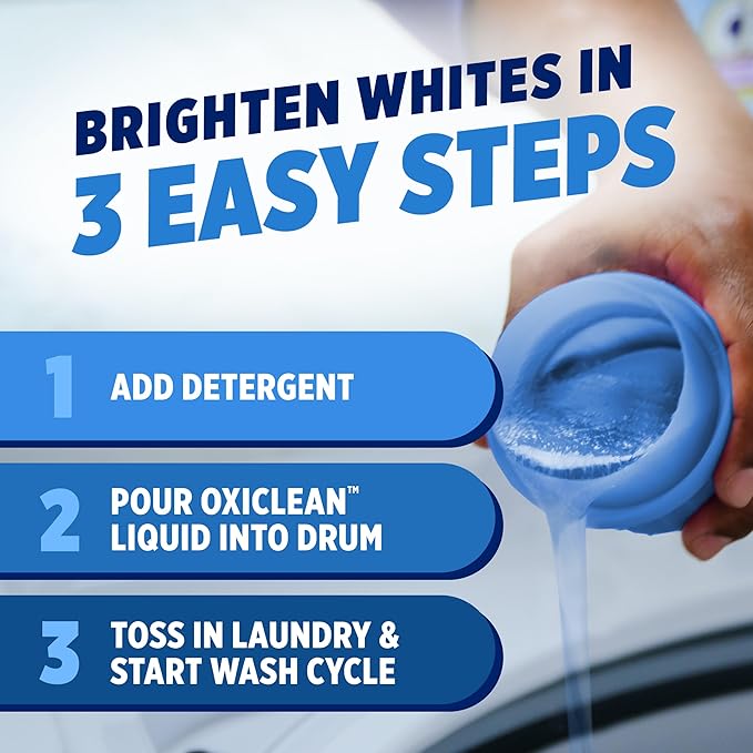 OxiClean White Revive Whitener & Stain Remover Liquid Additive, Water-Activated Oxygen Bleach for Laundry, 45 fl oz