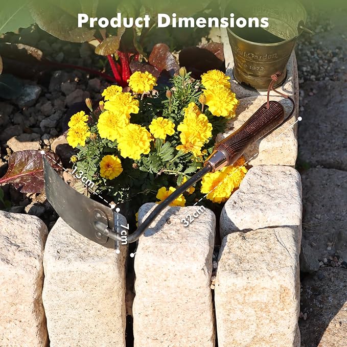 RESTMO Heavy Duty Hoe Garden Tool, Suitable for use on Hard Soil, Thickened Garden Hoe for Weeding, Loosening Soil, Ideal for Flower beds, Vegetable Gardens