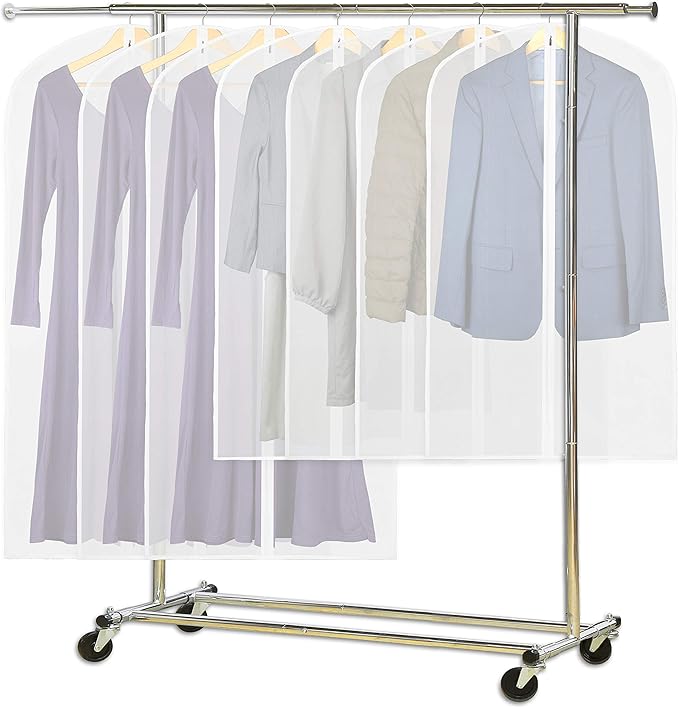 Simple Houseware 40/50-Inch Clear Garment Bags with Zipper for Suits, Dresses, Costumes, Uniforms - 7 Pack