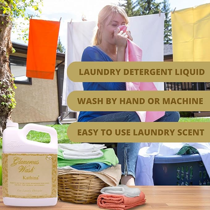 Worldwide Nutrition Bundle: Tyler Glamorous Wash Kathina Scent Laundry Liquid Detergent - Hand and Machine Washable - 64 oz (1.89 L) Container and Worldwide Nutrition Multi-Purpose Key Chain