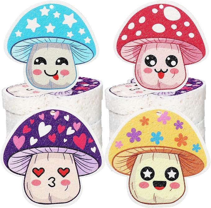 8 Pack Cute Kitchen Sponges Dish Set Compressed Non-Scratch Reusable Kitchen Cleaning Household Sponges for Dishes, Pans, Kitchen, Fruit, Plate, Bathroom(Mushroom)