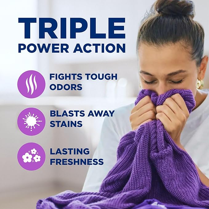 ARM & HAMMER Plus OxiClean with Odor Blasters Liquid Laundry Detergent, Laundry Odor Remover, Attacks Stains, Fresh Burst Scent, 74 Loads, 96.2 Fl Oz