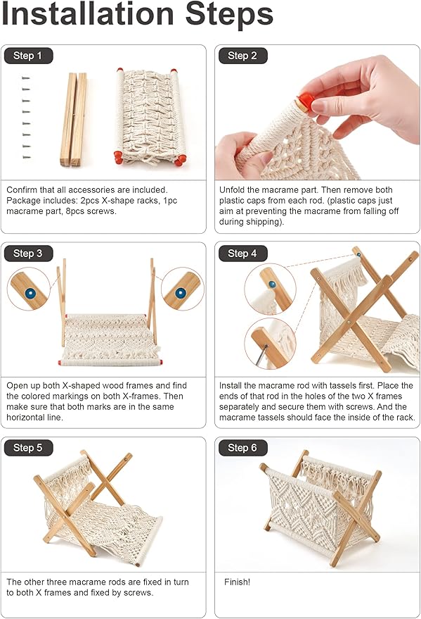 Mkono Macrame Magazine Rack Boho Storage Holder Standing Basket for Books, Newspapers, Swaddle Blanket, Dorm Essentials, Living Room, Bathroom, Office, Nursery, Home Decor, Medium Size, 14”L x 10”W