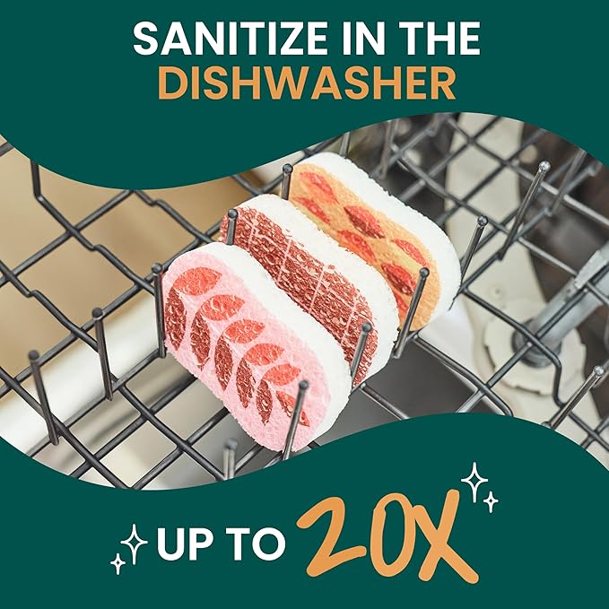 Scotch-Brite Harvest Pop Up Kitchen Sponges, Unique Compressed Kitchen Sponge for Cleaning Gently, Autumn Pattern Dish Sponge that Expands in Water, 3 Scrubbing Sponges