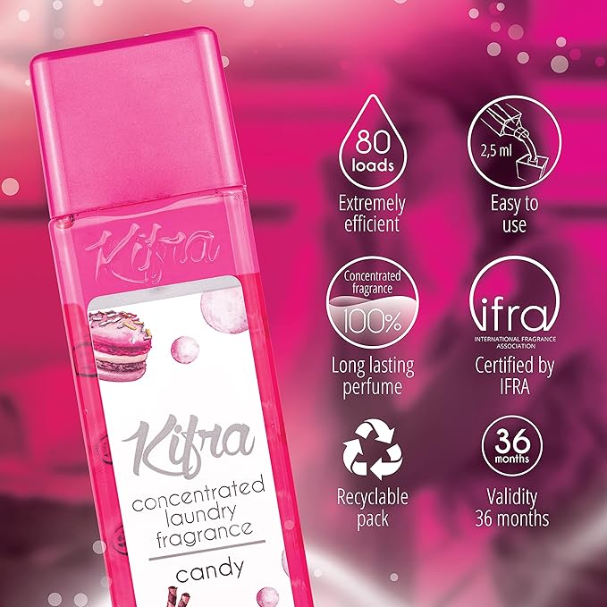 KIFRA CANDY Concentrated Laundry Fragrance 6.76 Fl Oz 200ml 80 Washing Cycles
