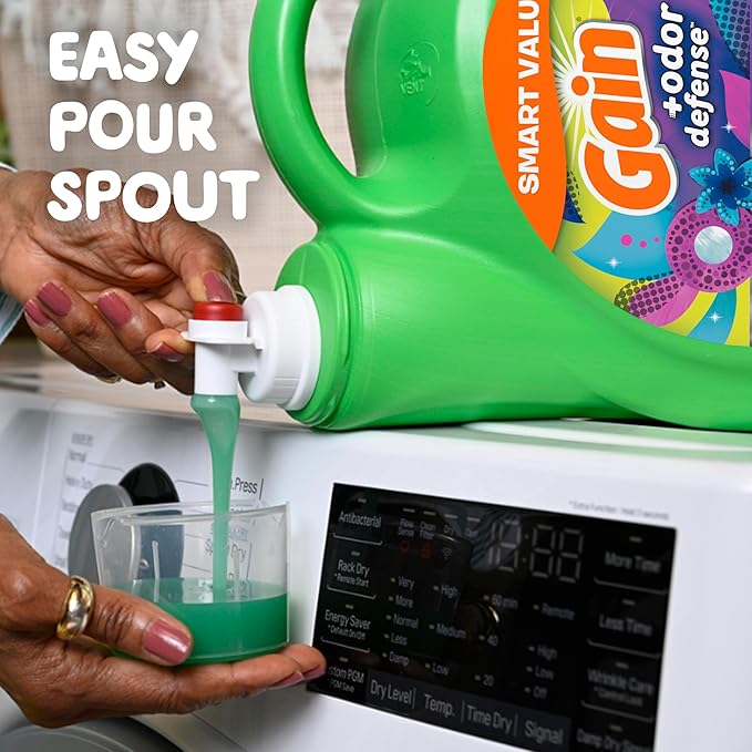 Gain + Odor Defense Liquid Laundry Detergent, Super Fresh Blast Scent, 107 Loads, HE Compatible Washing Soap (Packaging May Vary)