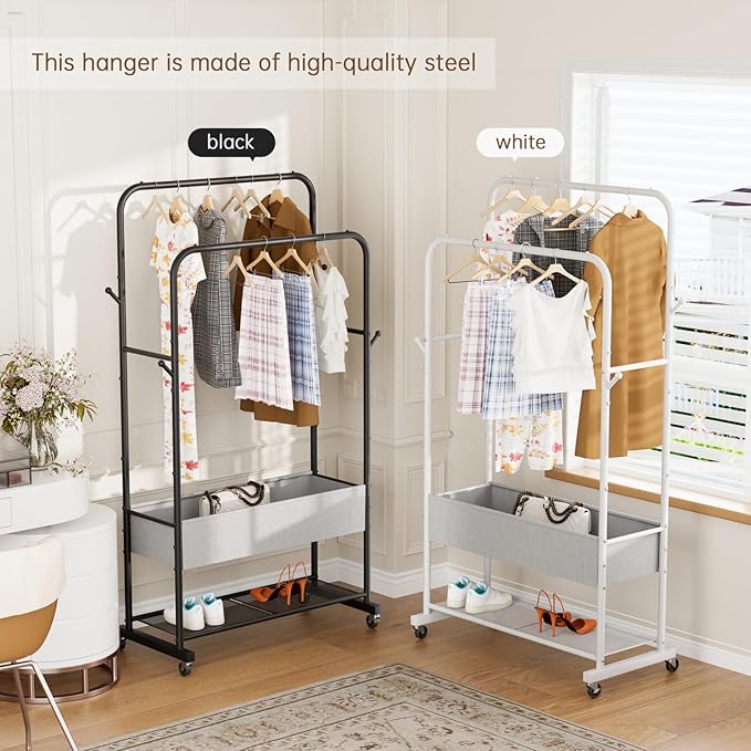 Golpart Clothes Garment Coat Rack Drying Clothing Racks Metal Freestanding for Hanging Clothes Portable Closet for Laundry Bedroom Black