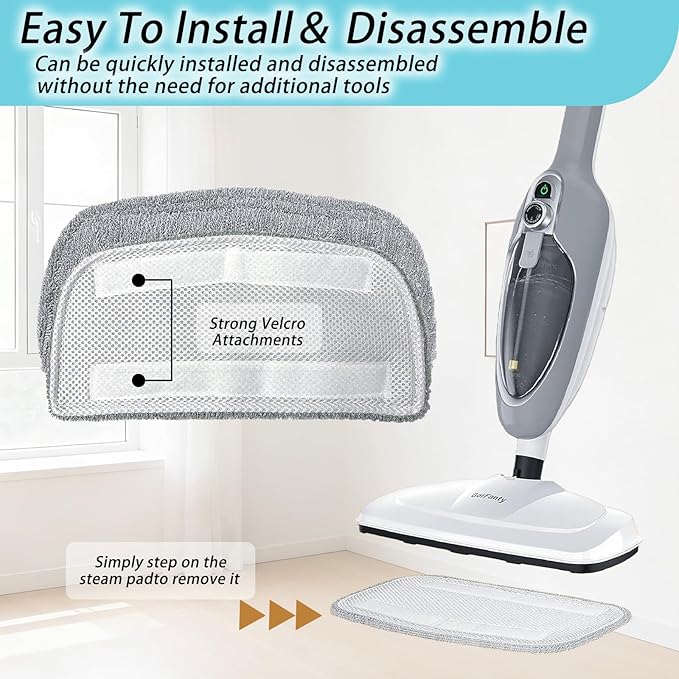 (4 Pack) Steam Mop Pads Compatible with GorFanty GF-6610B/GF-6610, Neugo NE033/NE033M & Mxnsewr, Washable Microfiber Steam Mop Replacement Pads for Multi-Surface Cleaning