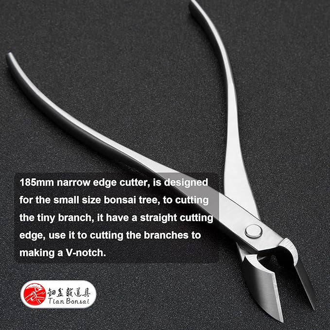 Straight Narrow Edge Cutter Professional Grade Branch Cutter Alloy Steel Bonsai Tools Equip With Tool Bag (MT-SE-185N Designed For Small Size Bonsai Trees)