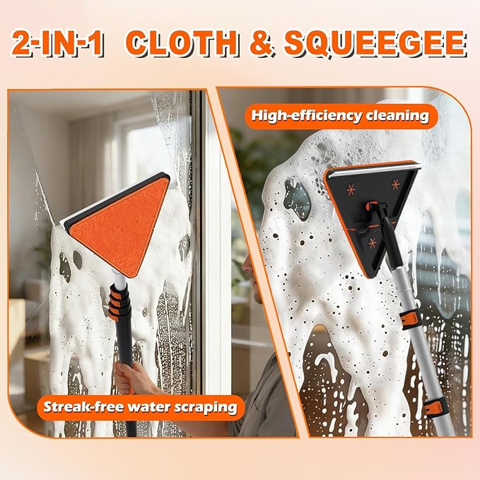 26FT Reach Duster Cleaner Kit, Dusters for Cleaning with Extension Pole, Baseboard & Wall and Window Cleaner Mop for Fan Blades, High Ceiling and Cobweb