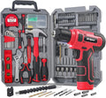 Hi-Spec Tool Set with 8V Cordless Drill Set. Complete DIY Tool Kit with USB Rechargeable Electric Drill Driver for Women and Men, Home Repair & Maintenance, in a Compact Toolbox.