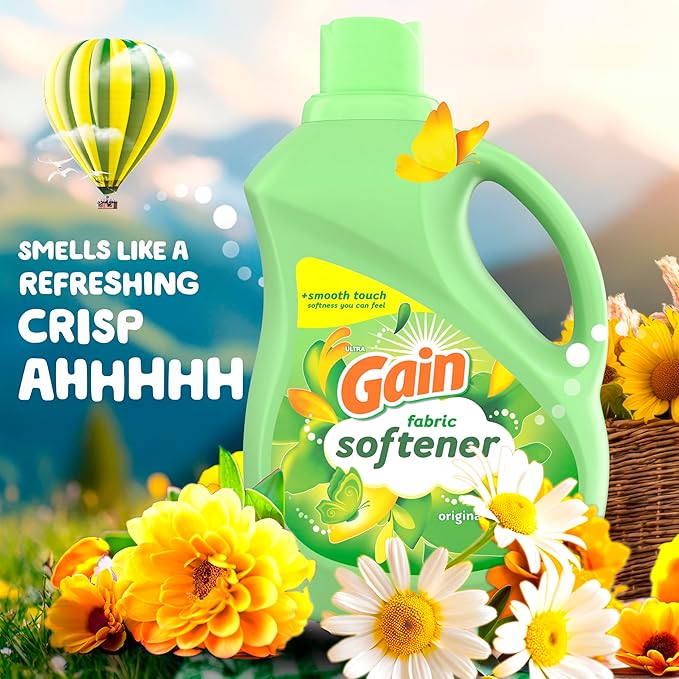 Gain Liquid Fabric Softener, Original Scent, 140 FL OZ, 190 Loads, Liquid Fabric Softener For Soft, Fresh Laundry