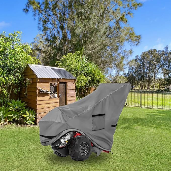 Okcool Gas Rototiller Cover,Waterproof Heavy Duty 600D Rear Tine Tiller Cover, Universal Tiller Cover with Air Vent (Grey)