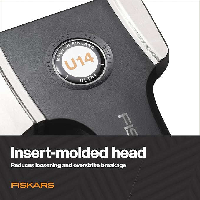 Fiskars Ultra Universal Axe U14, Precision-Ground RazorEdge Double-Hardened Steel Blade Stays Sharp, Lightweight FiberComp Shaft & SoftGrip Handle for Chopping & Kindling, 14", Black