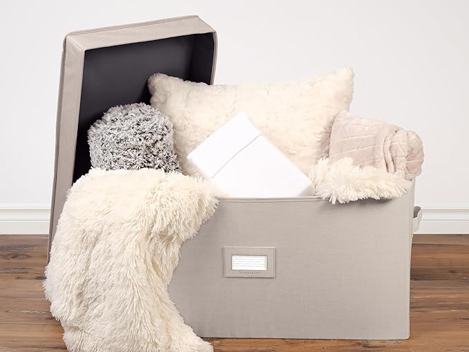 Covermates Keepsakes - Storage Box - Heavy Duty Polyester - Reinforced Handles - ID Window - Indoor Storage - Closet Storage, Beige Heather