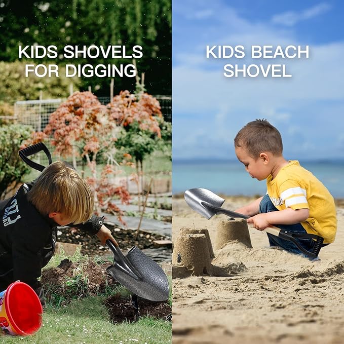 Small Shovel ,Short Handle Shovel ,Overall Length 28 Inches ,Kids Shovels for Digging ,Shovels for Gardening,Metal Sand Shovel, Metal + Wooden