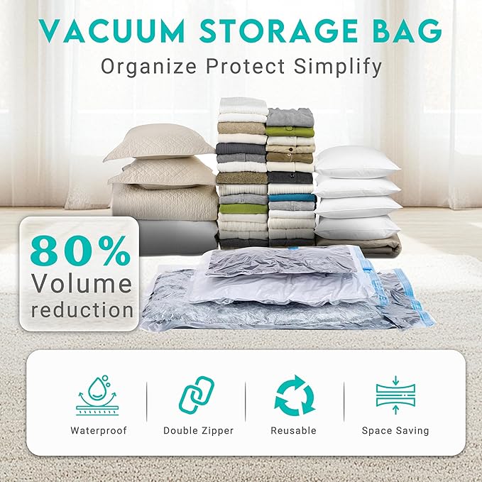10 Pack Large Space Saver Vacuum Storage Bags Large Seal Bags for Bedding Comforters Blankets Bedding Pillows Luggage with Hand Pump