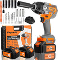 900N.m Brushless Cordless Impact Wrench 1/2", 4-in-1 High Torque 21V Power Electric Impact Gun with 2x4.0Ah Batteries, 5 Sockets, 8 Drills, 10 Screws, LED, Variable Speed for Car Repair Home