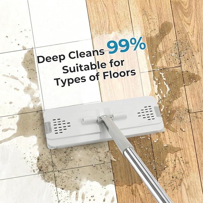 Mop and Bucket Set, Floor Mop and Bucket with Wringer Set, Wet and Dry Mop for Hardwood Floors, Vinyl, Tile, Baseboards and Walls (4 Washable Microfiber Pads Included)