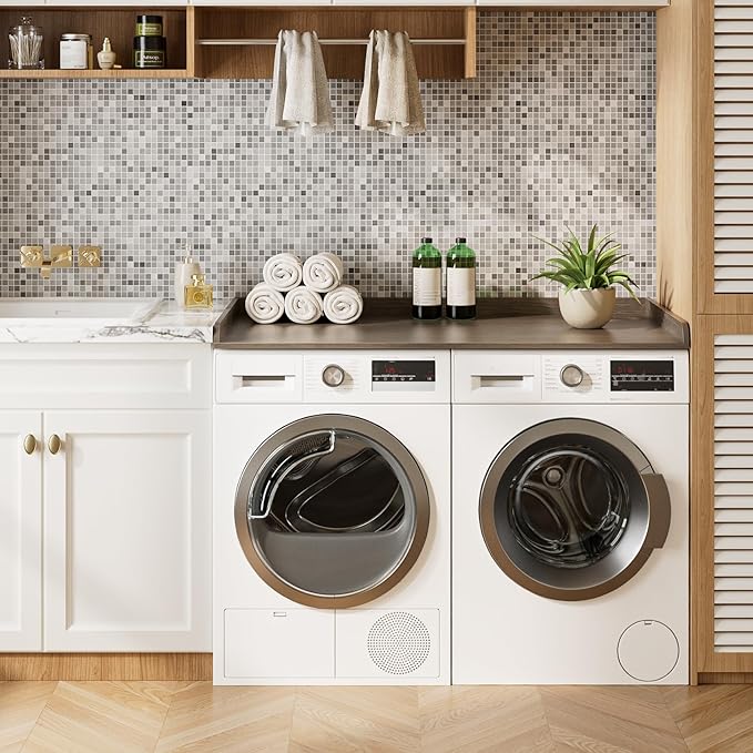 Washer Dryer Countertop, Laundry Room Organization and Storage, 27.6" x 54" Wood Laundry Countertop for Washer and Dryer, Gray