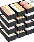 DIMJ Drawer Organizer Clothes - Underwear Organizer Small Sock Organizer Closet Organizers and Storage Box Dresser Drawer Dividers for Baby Clothes,Bra,Socks, Belt, Tie, Set of 12, Black