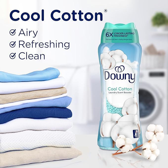 Downy Cool Cotton In-Wash Laundry Scent Booster Beads, 24 oz, laundry scent beads, Long-lasting Freshness