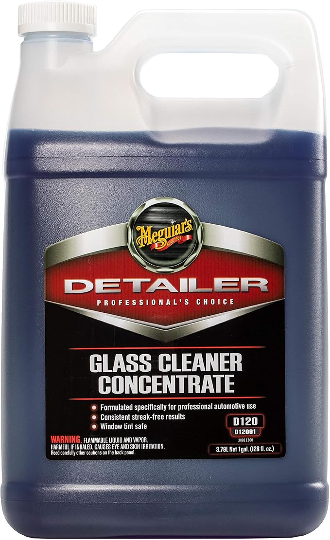 Meguiar's Professional Glass Cleaner Concentrate D12001, Professional Strength Glass Cleaner for a Streak-Free and Residue-Free Shine, Sprays on for Easy Application, 1 Gal