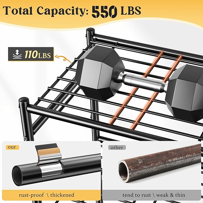 DurayLoly 5-Tier Storage Shelves,Sturdy Metal Shelving Unit with Hooks,Wobble-Free Storage Rack with Leveling Feet,Slim Standing Shelf Organizer for Garage Kitchen Pantry,17.7”W×11.8”D ×58.3”H,Black