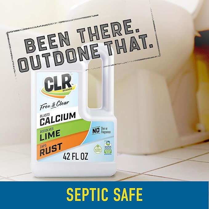 CLR Free & Clear, No Dyes or Fragrances, Gentle Lime and Bathroom Descaler, Removes Hard Water Stains and Rust Deposits - Amazon Exclusive