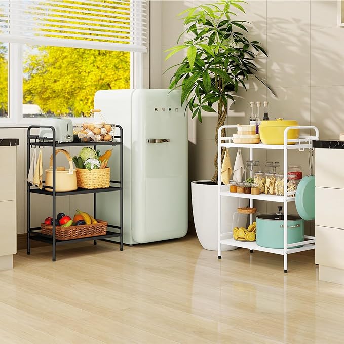 HDANI Storage Shelves, 3-Tier Metal Storage Rack with Shelf,Shelf Organizer,Garage Standing Shelving Unit for Laundry,Bathroom,Kitchen,Pantry,Closet,23.6''W X 13.8''D X 36.2 H'',White