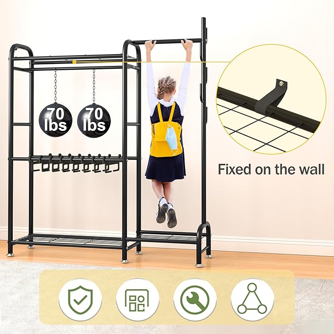 GAIOUS Black Metal Garment Rack for Hanging Clothes, Versatile Portable Clothes Rack with Hang Rods & Shelves & Pants Racks, FreeStanding Closet Wardrobe Organizer for Cloakroom, Bedroom