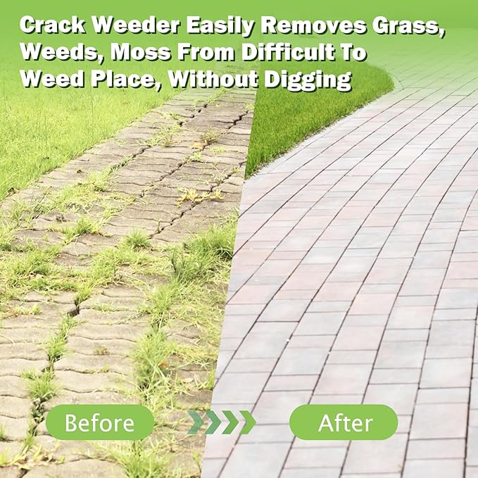 2 Crack Weeder Tool Set, 59" Long Handle Crevice Weeding Tool for Gardening Weed Remover, Manual Crack Weeder Puller, Durable Weeding Tool for Patio Sidewalk Driveway Cracks